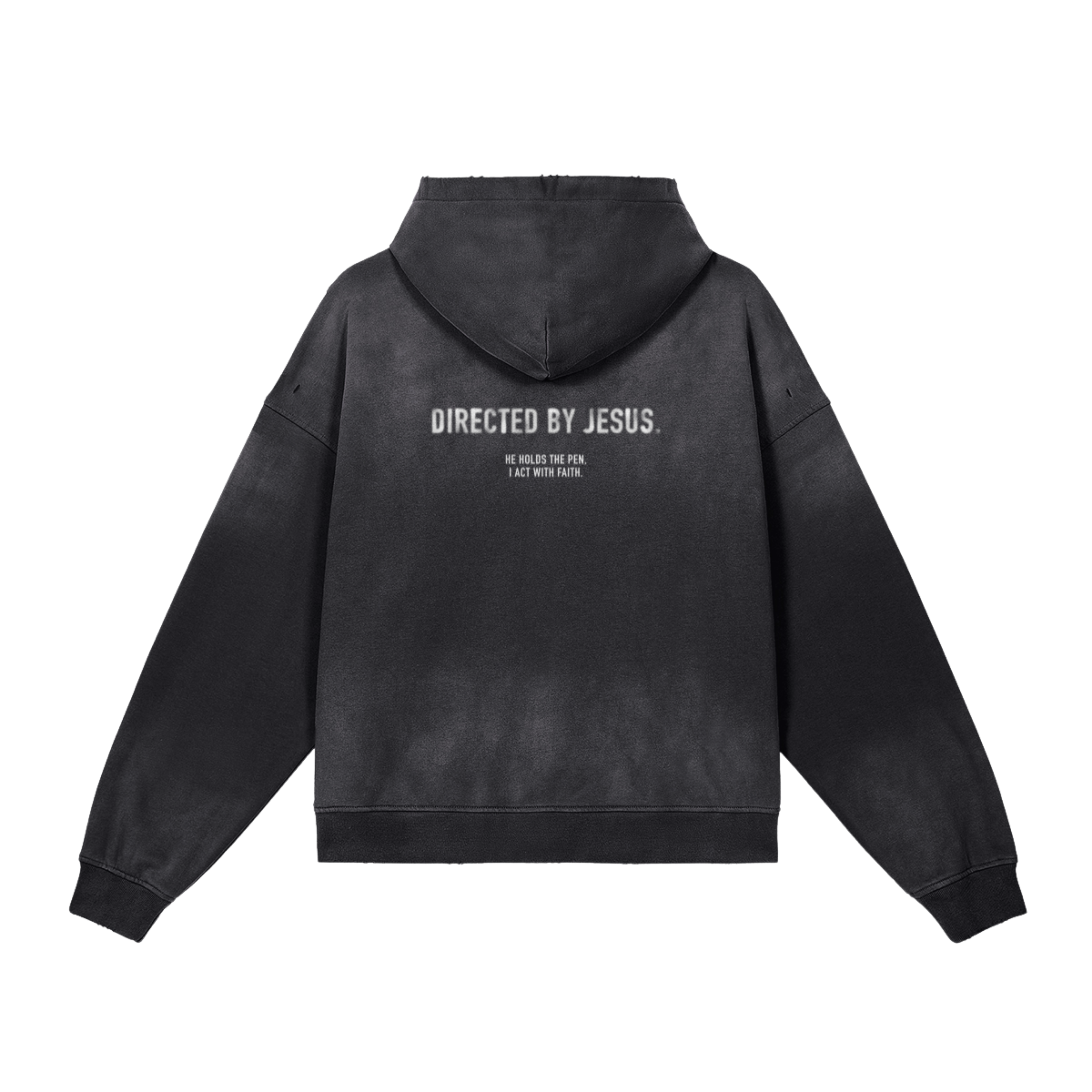 DIRECTED BY JESUS. | Black Tie-Dyed Zip-Hoodie